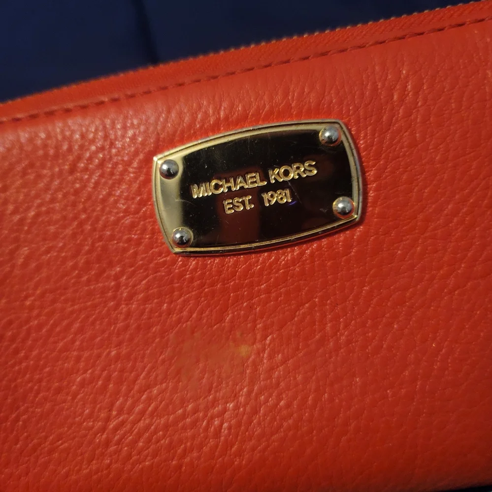Michael kors continental zip around accordion wallet FULL SIZE CORAL Red Orange